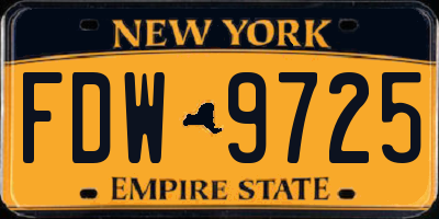 NY license plate FDW9725