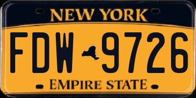NY license plate FDW9726