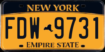NY license plate FDW9731
