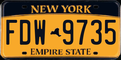NY license plate FDW9735
