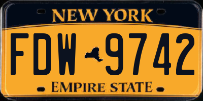 NY license plate FDW9742