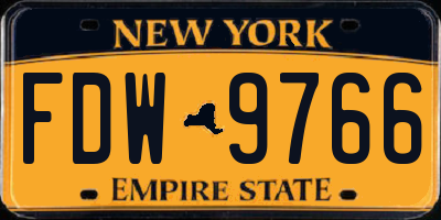 NY license plate FDW9766