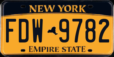 NY license plate FDW9782