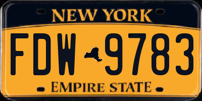 NY license plate FDW9783