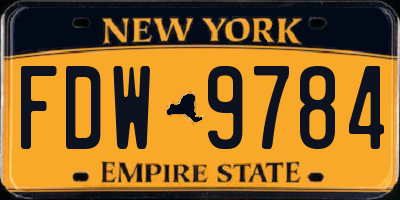 NY license plate FDW9784