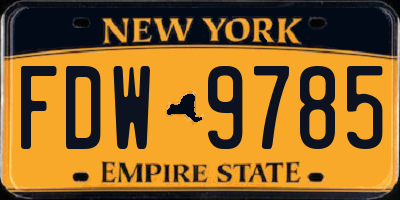 NY license plate FDW9785