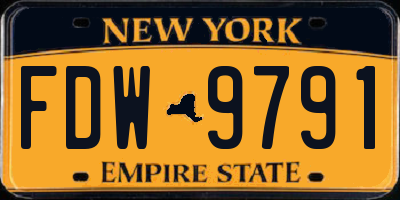 NY license plate FDW9791