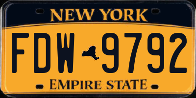 NY license plate FDW9792