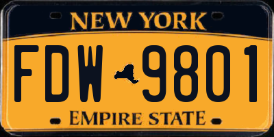 NY license plate FDW9801