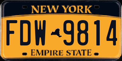 NY license plate FDW9814