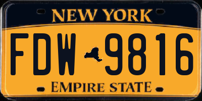 NY license plate FDW9816
