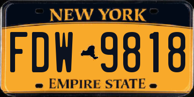 NY license plate FDW9818