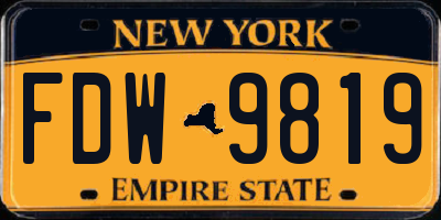 NY license plate FDW9819