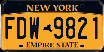 NY license plate FDW9821