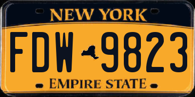 NY license plate FDW9823