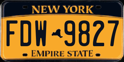 NY license plate FDW9827