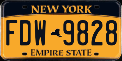 NY license plate FDW9828