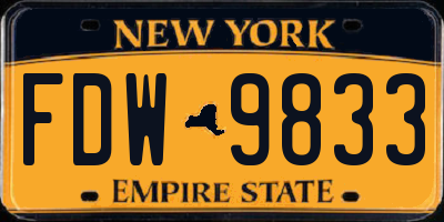 NY license plate FDW9833