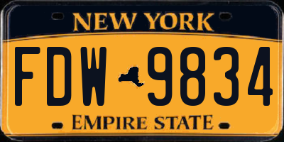 NY license plate FDW9834