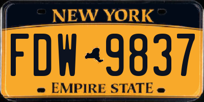 NY license plate FDW9837
