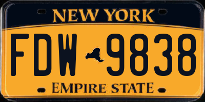NY license plate FDW9838