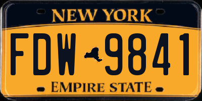 NY license plate FDW9841