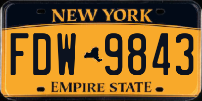 NY license plate FDW9843