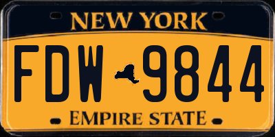 NY license plate FDW9844