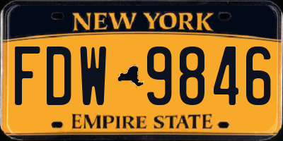 NY license plate FDW9846
