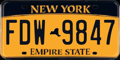NY license plate FDW9847