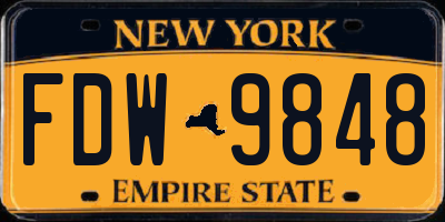 NY license plate FDW9848