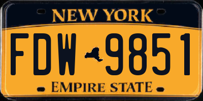 NY license plate FDW9851
