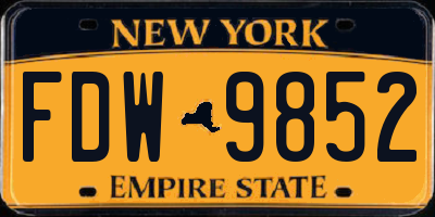 NY license plate FDW9852
