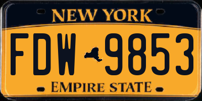 NY license plate FDW9853