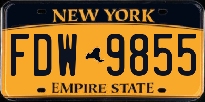 NY license plate FDW9855
