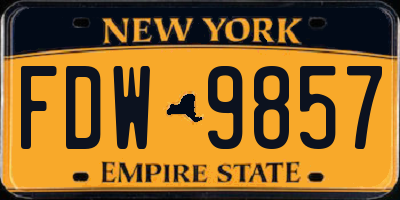 NY license plate FDW9857