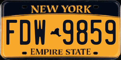 NY license plate FDW9859