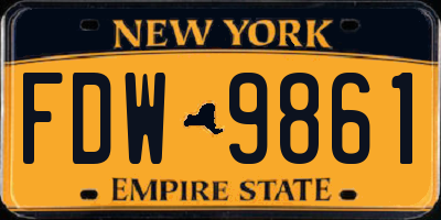 NY license plate FDW9861