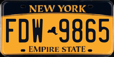 NY license plate FDW9865