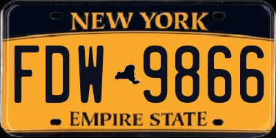 NY license plate FDW9866