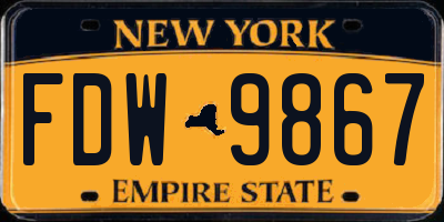 NY license plate FDW9867