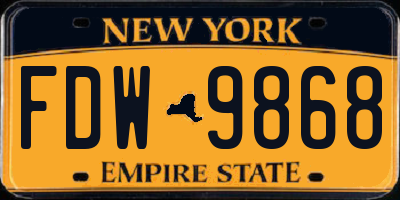NY license plate FDW9868