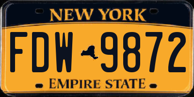 NY license plate FDW9872