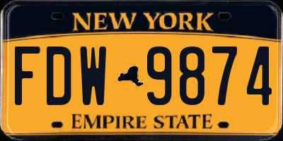 NY license plate FDW9874