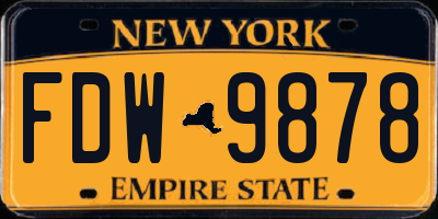 NY license plate FDW9878