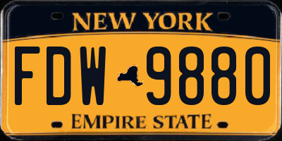 NY license plate FDW9880
