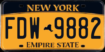 NY license plate FDW9882