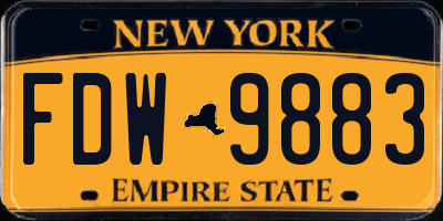 NY license plate FDW9883