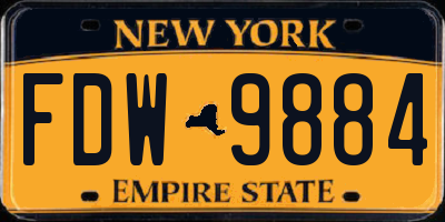 NY license plate FDW9884