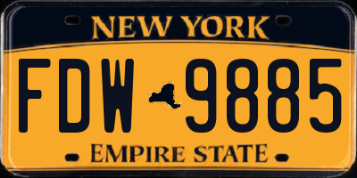 NY license plate FDW9885